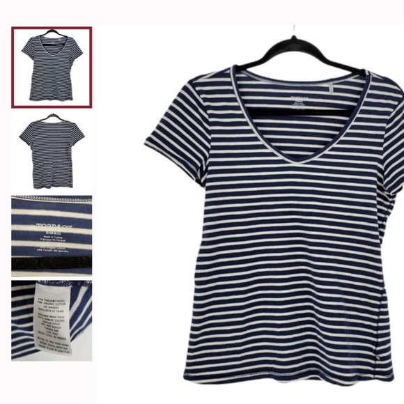 Toad & Co Marley SS Tee Striped V-neck Size Small - Picture 2 of 2